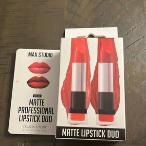 Max Studio matte lipstick duo NIB 2 shades. Crimson & Peony‎